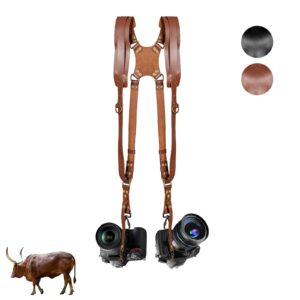 kasla camera strap,camera straps for photographers,leather dual camera strap for two dslr/slr cameras (brown)