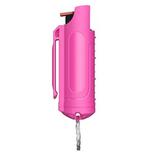 aimhunter pepper spray max police strength oc pepper spray pepper spray with quick release for easy access self defense finger grip for accurate aim 10-foot (3m) range 25 bursts (pink)