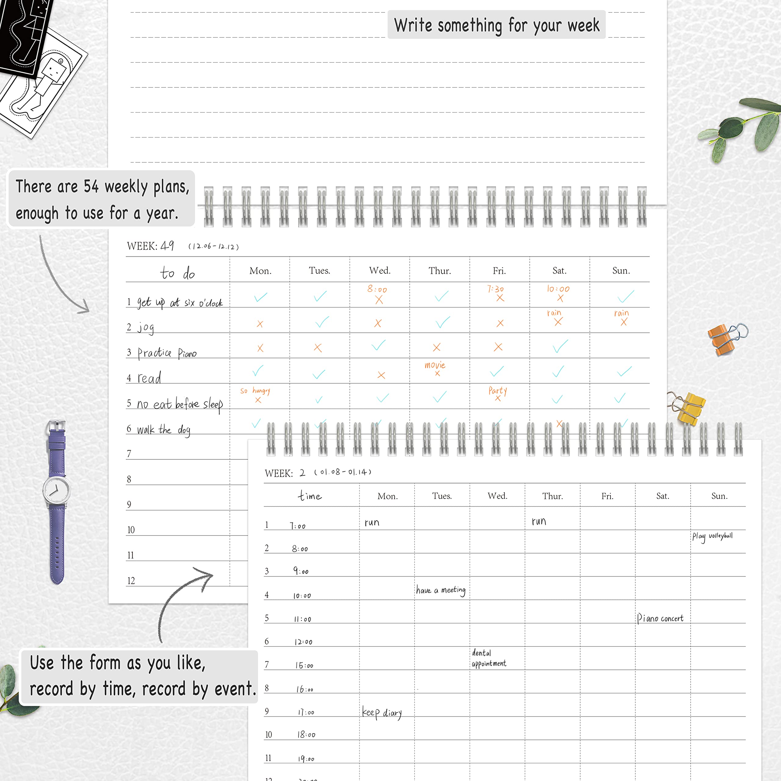 Planner 2023-2024 Work and Study Annual Plan Daily & Monthly Planner, Undated Time Management Notebook, Simple to Use, B5(6.93" x 9.84").