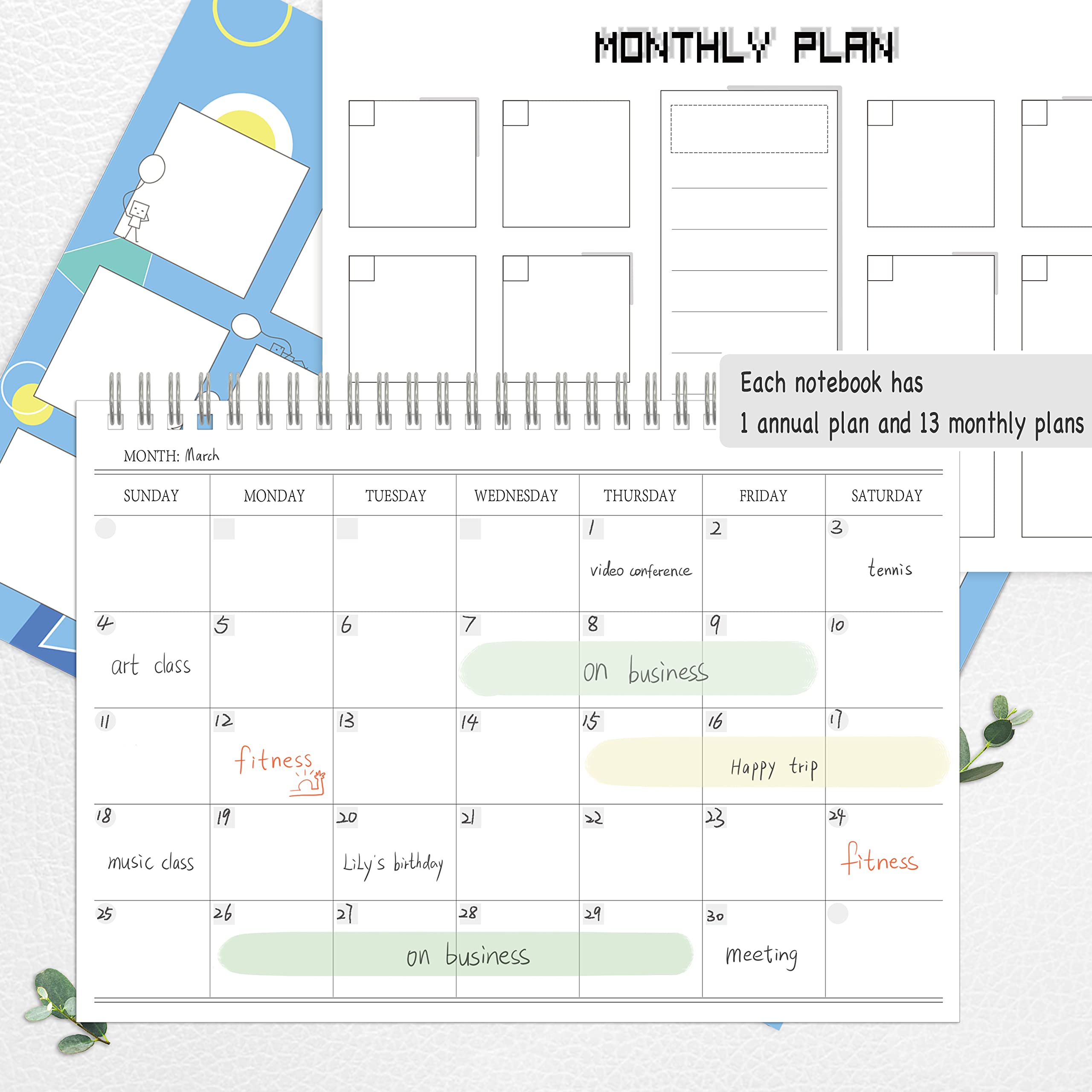 Planner 2023-2024 Work and Study Annual Plan Daily & Monthly Planner, Undated Time Management Notebook, Simple to Use, B5(6.93" x 9.84").