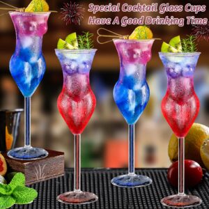 Wine Glass Cocktail Glasses Set of 4 Beauty Lady Woman Goblet Glass Drinking Cups 6.8oz Glassware for Cocktails Whiskey Wine Beer Milk Champagne Juice Home Party