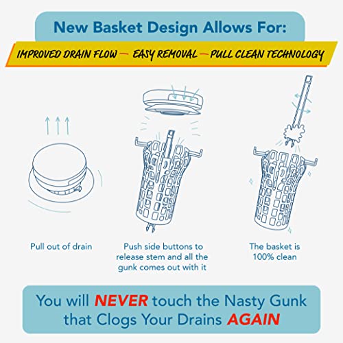 Drain Buddy Ultra Flo- 2 in 1 Bathroom Sink Stopper & Hair Catcher W/Patented Pull Clean Technology! | Fits 1.25” Sink Drains, Clog Preventing | Chrome Metal Cap / 1 Replacement Basket