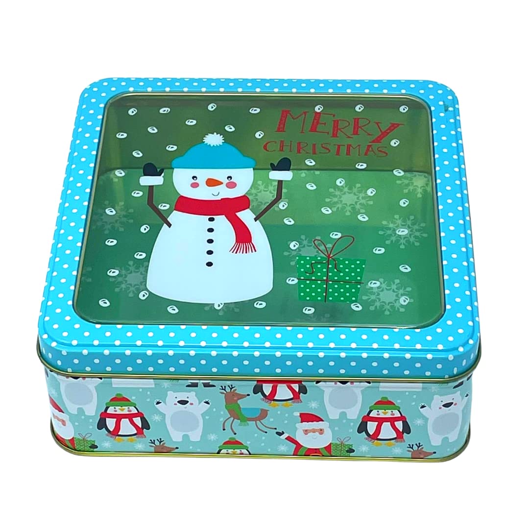 3 Christmas Cookie Tins- Christmas Cookie Tins with Lids for Gift Giving, Christmas Tins Holiday Cookie Boxes, Christmas Tins for Cookies and Gifts- 3 Nested Metal Cookie Tins (Christmas Cookie Tin)