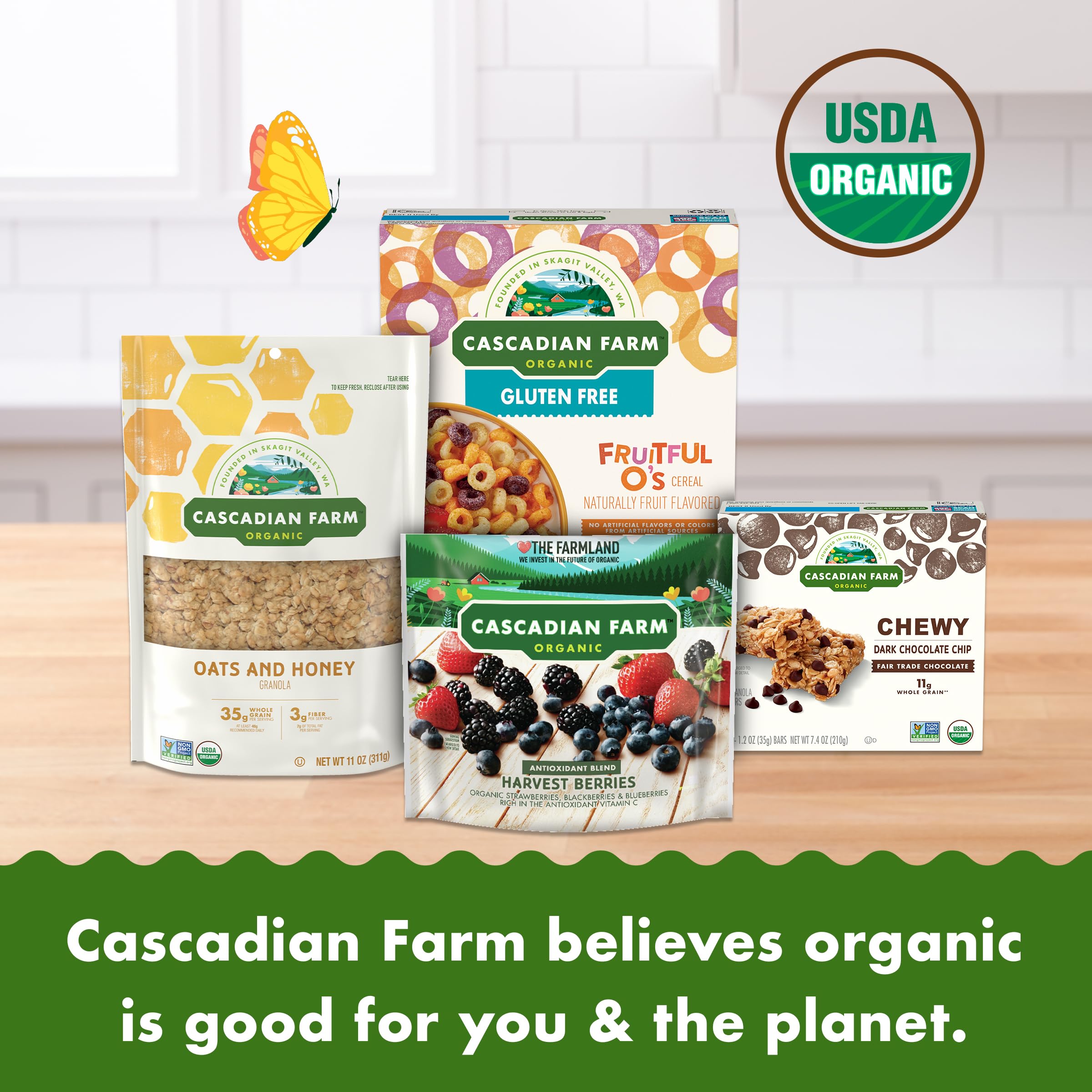 Cascadian Farm Organic Oats and Honey Granola Cereal, 22.4 oz