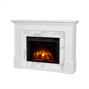 merced 61" grand electric fireplace tv stand in white by real flame