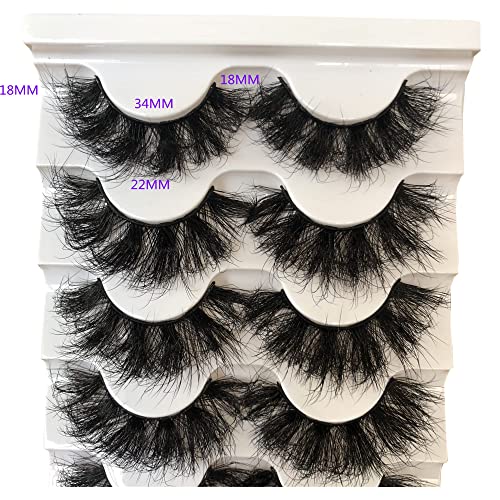 Gmagictobo False Eyelashes Fluffy 3D Faux Mink Lashes 22MM Dramatic False Lashes Pack Long Thick Volume Soft Strip Fake Eye Lashes 5 Pairs Multipack