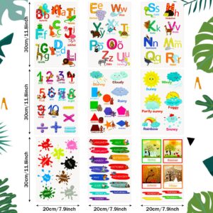 9 Sheets Kids Alphabet Wall Decals Educational Number Wall Stickers Decals Colorful ABC Animal Learning Wall Decals Peel and Stick Removable Stickers for Toddlers Classroom Nursery Bedroom