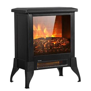 frithjill electric fireplace heater,1400w 18" indoor freestanding fireplace stove with realistic flame effect