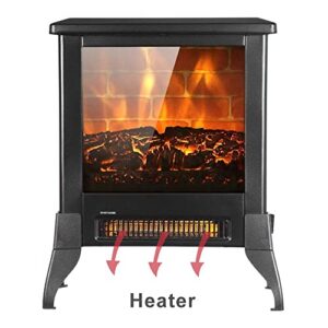 FRITHJILL Electric Fireplace Heater,1400w 18" Indoor Freestanding Fireplace Stove with Realistic Flame Effect