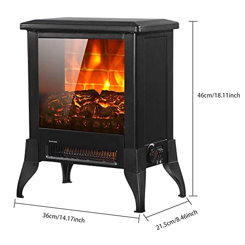 FRITHJILL Electric Fireplace Heater,1400w 18" Indoor Freestanding Fireplace Stove with Realistic Flame Effect