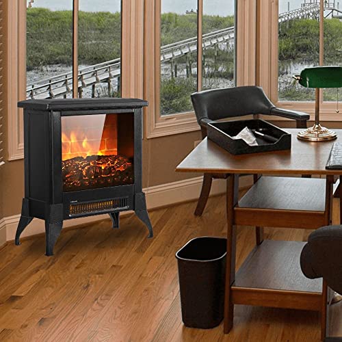 FRITHJILL Electric Fireplace Heater,1400w 18" Indoor Freestanding Fireplace Stove with Realistic Flame Effect