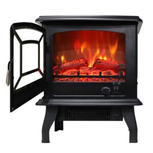 frithjill electric fireplace heater,1400w indoor freestanding portable fireplace stove, overheating safety protection