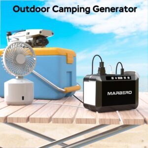 MARBERO Portable Power Station 120W Peak Camping 30000mAh Portable Power Bank with AC Outlet, USB QC3.0, LED Flashlights for CPAP Home Office Camping Emergency Backup