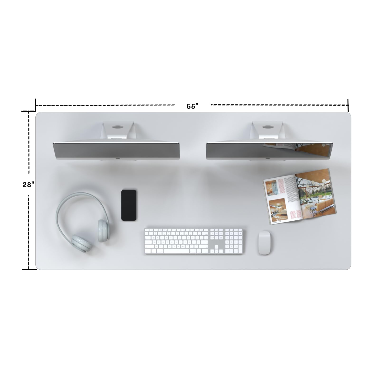 FLEXISPOT Whole Piece 55"x28" Desktop 1" Thickness Height Adjustable Desk Rectangular Tabletop White Board (55INCH White Top)