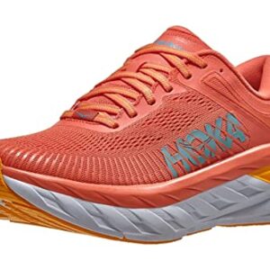 HOKA ONE Women's Bondi 7 Running Shoe, Camellia/Coastal Shade, 9