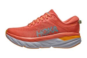 hoka one women's bondi 7 running shoe, camellia/coastal shade, 9