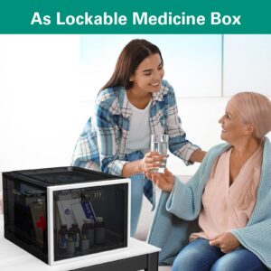 Barhon Medicine Lock Box for Medication Safe, Lockable Snack Box with Combination Lock, Large Refrigerator Locked Storage for Food Safe, Plastic Phone Locking Containers for Office Home