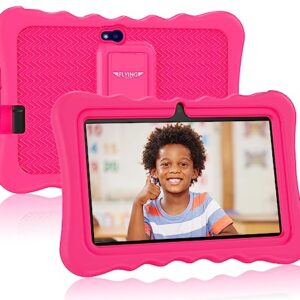 FLYINGTECH Kids Tablet 7 inch Android Tablet for Kids(Ages 2-12), 2GB RAM 32GB ROM Toddler Tablet, Dual Camera, WiFi, Google Certificated for Boys Girls with Pink Protective Case 2023