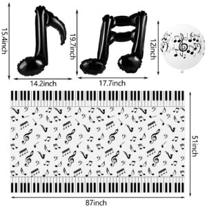 40 Pieces Music Theme Party Decorations Set Include Music Note Latex Balloons Foil Balloons Note Hanging Swirls Happy Birthday Banner and Disposable Note Tablecloth for Birthday Wedding Party Supplies