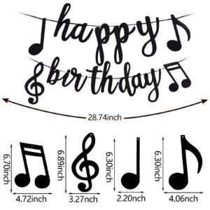 40 Pieces Music Theme Party Decorations Set Include Music Note Latex Balloons Foil Balloons Note Hanging Swirls Happy Birthday Banner and Disposable Note Tablecloth for Birthday Wedding Party Supplies