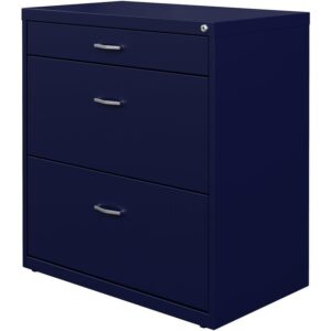 hirsh industries space solutions 30" w metal 3 drawer home office file cabinet navy