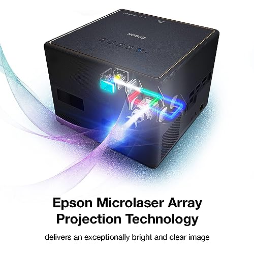 Epson EpiqVision Mini EF12 Smart Streaming Laser Projector, HDR, Android TV, Portable, sound by Yamaha, 3LCD, 1080p, 1000 lumens Color and White Brightness (Renewed)