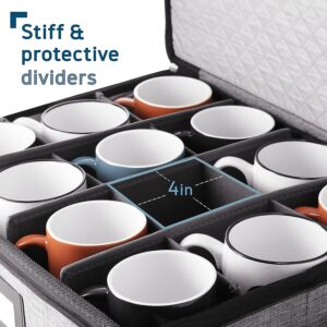 Fine China Storage Containers Hard Shell – 5 Piece Dish Storage Containers, Quilted and Stackable Mug Storage and Plate Storage Containers, Dish Organizer with Dividers for Moving and Seasonal Storage