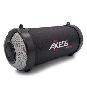 axess portable wireless bluetooth speaker — usb c, fm radio, & aux inputs 3” speaker for rich sound & bass with led lights, tws+ link, good for home or outdoor use spbl1010 small bluetooth speaker