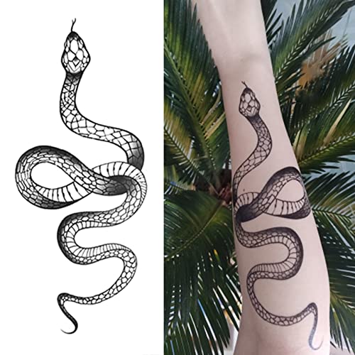 Fashion Realistic Big Size Black Snake Temporary Tattoo Stickers for Women Men Waterproof Fake Tattoo Waist Body Forearm Arm