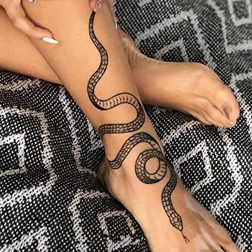 Fashion Realistic Big Size Black Snake Temporary Tattoo Stickers for Women Men Waterproof Fake Tattoo Waist Body Forearm Arm