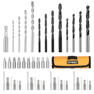 worksite 102pcs drill bits set and screwdriver bits for metal, wood, masonry, drilling and driving accessories with screws, anchors and roll tool pouch