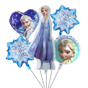 htry 5pcs frozen foil balloons for kids birthday baby shower elsa theme party decorations