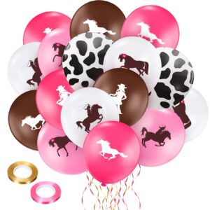 50 pcs cowgirl balloons 12 inch western cowgirl cowboy theme party decorations bachelorette birthday cow print latex balloons pink brown balloons for cowgirl bachelorette party supplies