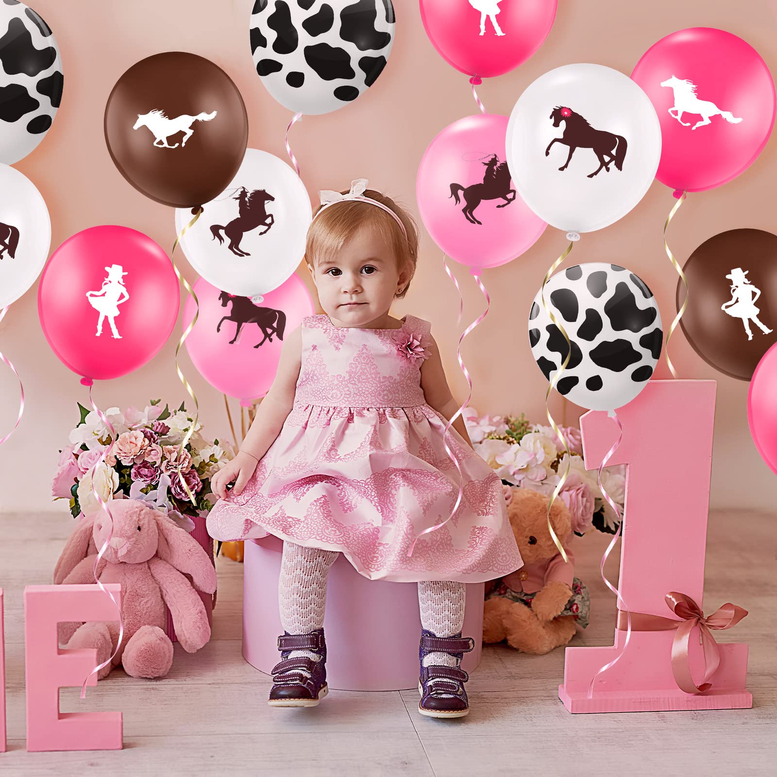 50 Pcs Cowgirl Balloons 12 Inch Western Cowgirl Cowboy Theme Party Decorations Bachelorette Birthday Cow Print Latex Balloons Pink Brown Balloons for Cowgirl Bachelorette Party Supplies