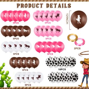 50 Pcs Cowgirl Balloons 12 Inch Western Cowgirl Cowboy Theme Party Decorations Bachelorette Birthday Cow Print Latex Balloons Pink Brown Balloons for Cowgirl Bachelorette Party Supplies