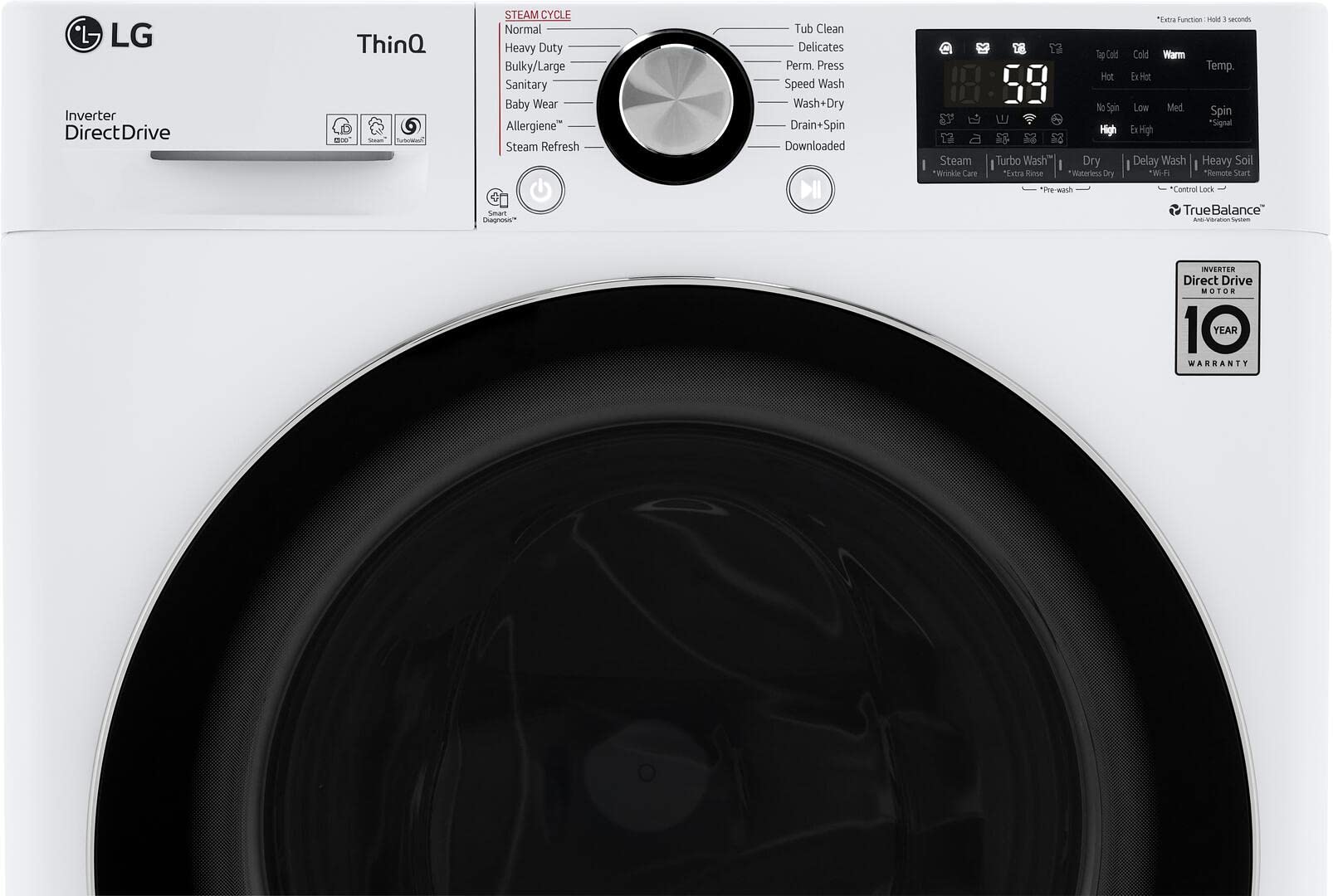 LG WM3555HWA 24 Inch Smart All In One Washer/Dryer with 2.3 cu. ft. Capacity, Wi-Fi Enabled, 14 Wash Cycles, 1400 RPM, Ventless, NeveRust Stainless Steel Drum, Quiet Operation, TrueBalance, Sensor Dry in White