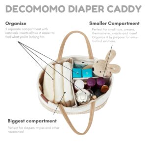 DECOMOMO Diaper Caddy, Baby Diaper Caddy Basket, Diaper Organizer for Changing Table Girl Boy Gift (Spiral Beige & White, Large)