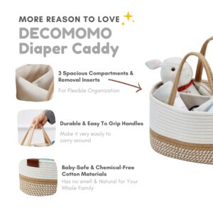 DECOMOMO Diaper Caddy, Baby Diaper Caddy Basket, Diaper Organizer for Changing Table Girl Boy Gift (Spiral Beige & White, Large)