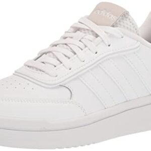 adidas Women's Postmove Basketball Shoe, White/White/Chalk White, 8