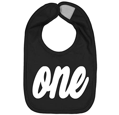 Aiden's Corner Handmade Cute Baby Boy Girl One First Birthday Smash Cake Bibs - Infant 1st Birthday Bibs (White Black)