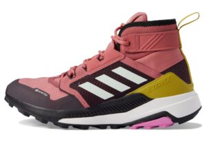 adidas women's terrex trailmaker mid gtx trail running shoe, wonder red/linen green/shadow maroon, 7.5