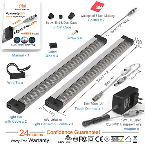 Under Cabinet Lights Built-in ADIUSTABLE Cable LED light Bar No MESSY Wires! Super Bright Under Counter Lights for Kitchen 3Pcs 6500K Cool White 1050Lm under cabinet lighting Good for Timer Smart Plug