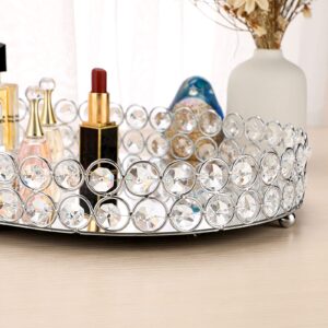 Hipiwe Crystal Vanity Tray, Mirrored Dresser Perfume Trays for Makeup Tray Cosmetic Skin Care Storage, Jewelry Trinket Organizer Tray for Bathroom Countertop Home Decor, Large