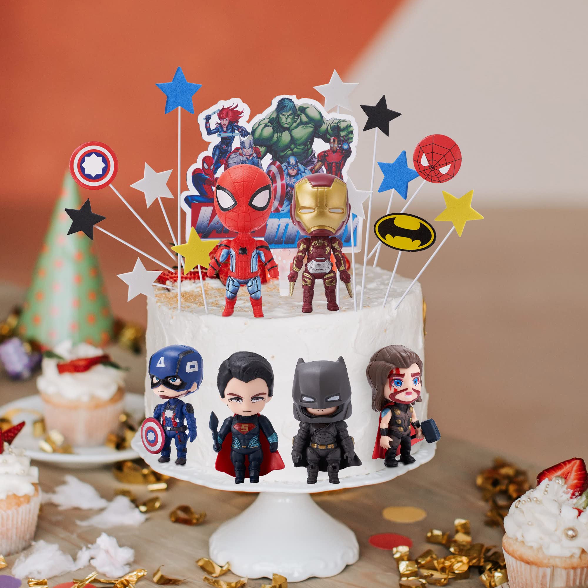 Superhero Party Supplies, Superhero Theme Birthday Party Decoration Kit, Cake Decoration，Cake Topping Birthday Party Article Gifts.