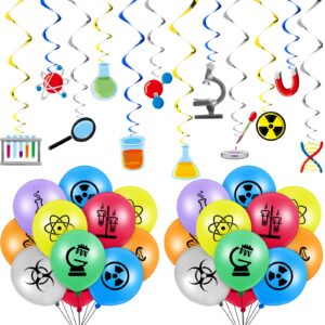66 pieces science birthday party decorations 42 pieces science themed balloons math latex balloons 24 pieces science hanging swirls chemistry laboratory streamers decorations for lab school classroom