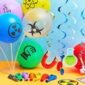 66 Pieces Science Birthday Party Decorations 42 Pieces Science Themed Balloons Math Latex Balloons 24 Pieces Science Hanging Swirls Chemistry Laboratory Streamers Decorations for Lab School Classroom