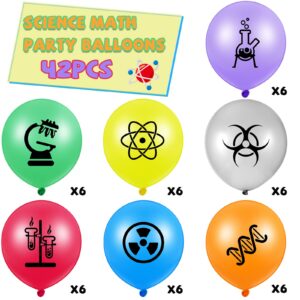 66 Pieces Science Birthday Party Decorations 42 Pieces Science Themed Balloons Math Latex Balloons 24 Pieces Science Hanging Swirls Chemistry Laboratory Streamers Decorations for Lab School Classroom