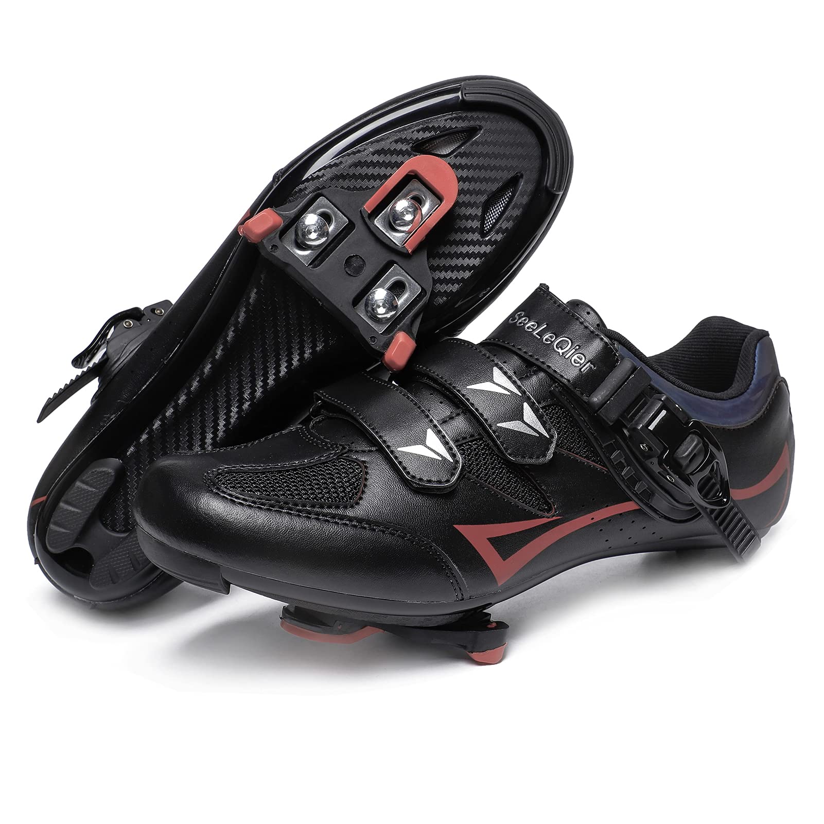 Cycling Shoes Women Compatible with Peloton Bike Shoes Indoor Clip in Peleton Road Bike Shoes with Delta Cleats,Black,9.5US