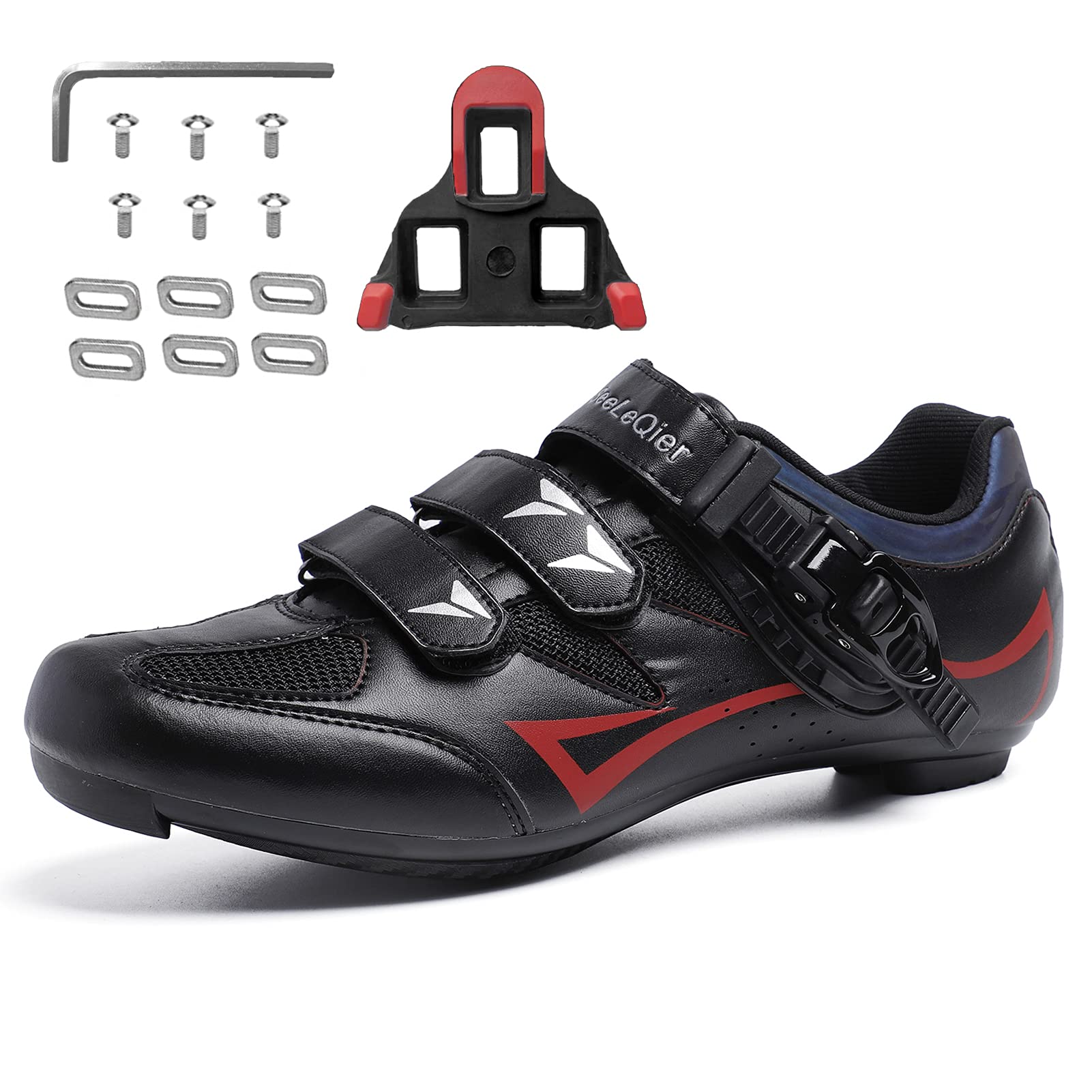 Cycling Shoes Women Compatible with Peloton Bike Shoes Indoor Clip in Peleton Road Bike Shoes with Delta Cleats,Black,9.5US