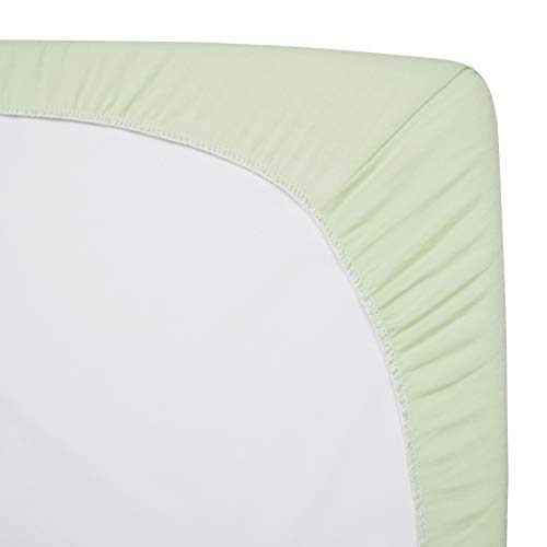 American Baby Company Fitted Mini Crib Sheet 24" x 38", Soft Breathable Neutral 100% Cotton Jersey Portable Sheet, Green, for Boys and Girls, Fits Most Pack N Play and Mini Crib Mattresses